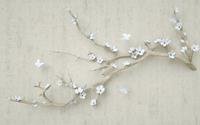 Papermoon Fototapete »Blumen mit Schmetterlingen weiß«, samtig, Vliestapete, hochwertiger Digitaldruck, inklusive Kleister