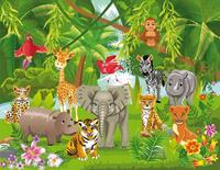 Papermoon Fotobehang Kids Jungle animals Vlies, 5 banen, 250 x 180 cm (5 stuks)