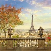 Papermoon Fotobehang Panorama van Parijs Vliesbehang, eersteklas digitale print