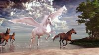 Papermoon Fototapete »Pegasus und Pferde«, samtig, Vliestapete, hochwertiger Digitaldruck, inklusive Kleister