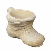 Gartentraum.de Steinguss Gartenfigur - Schuh zum Bepflanzen für Dekoration - Sepatu / Antikgrau