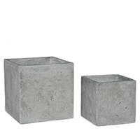 Gartentraum.de Pflanzkübel für draußen - 2er Set - Glasfaser-Beton - Oratino  / 30x30x30cm (HxBxT)