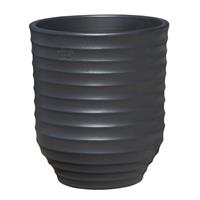 Gartentraum.de Design Pflanzgefäß für draußen - rund - anthrazit - Steinzeug - Ventus Niger / 50x55cm (DmxH)