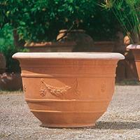 Gartentraum.de Blumentopf rund mit Ornament - Terracotta - Luigi