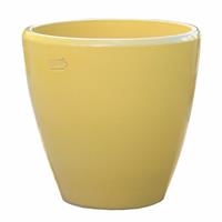 Gartentraum.de Moderner gelber Blumentopf für draußen - Keramik winterfest - rund - Akaste Giallo / 45x45cm (DmxH)