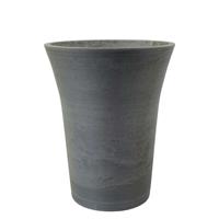 Gartentraum.de Pflanzvase aus Ecostone Kunststoff - Rund - Grau - Adalie / 36x28cm (HxDm)