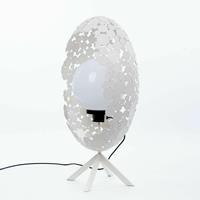 Gartentraum.de Ovale Lampe aus Metall gefertigt von Künstlerhand - Alvaro / 46x36cm (HxB) / Weiß