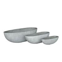 Gartentraum.de Ovale Pflanzschale für draußen - Beton Optik - 3er Set - Scanno