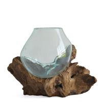 Gartentraum.de Handgefertigte Unikat Dekoschale - geschmolzenes Glas auf Treibholz - Melati / 12cm