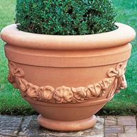 Gartentraum.de Großer Blumentopf XXL Stein - Cardington Manor / Terracotta / mit Zierornament