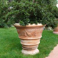 Gartentraum.de Antiker runder Blumentopf aus Terrakotta - Lucilio / 33x40cm (HxDm)