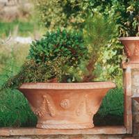 Gartentraum.de Blumentopf aus Terrakotta mit antiken Dekor - Mariotto / 20x40cm (HxDm)