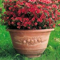 Gartentraum.de Blumentopf rund mit Ornament - Terracotta - Orcagna / 60x80cm (HxDm)