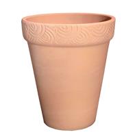 Gartentraum.de Garten Pflanzkübel aus Keramik mit Verzierung - Winterfest - Terrakotta - Inka Nubilum Terra hell / 48x39cm (HxDm)