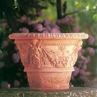 Gartentraum.de Terracotta Blumentopf mit antikem Dekor - Cimabue