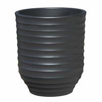 Gartentraum.de Design Pflanzgefäß für draußen - rund - anthrazit - Steinzeug - Ventus Niger / 38x45cm (DmxH)