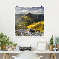 Bilderwelten Poster Natur & Landschaft - Quadrat Berge und Tal der Lechtaler Alpen in Tirol