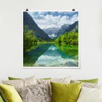 Bilderwelten Poster Natur & Landschaft - Quadrat Bergsee mit Spiegelung