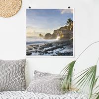Bilderwelten Poster Strand - Quadrat Sonnenuntergang im Inselparadies