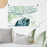 Bilderwelten Poster Kunstdruck - Querformat Palmwedel in Wasserfarbe I