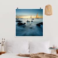 Bilderwelten Poster Strand - Quadrat Segelschiffe im Ozean
