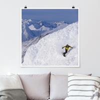 Bilderwelten Poster Natur & Landschaft - Quadrat Snowboarding