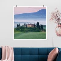 Bilderwelten Poster Architektur & Skyline - Quadrat Sonnenaufgang in der Toskana