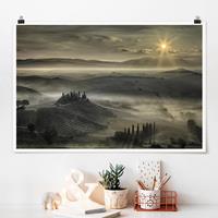 Bilderwelten Poster Natur & Landschaft - Querformat Toskana-Morgen
