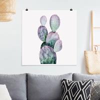 Bilderwelten Poster Blumen - Quadrat Kaktus in Lila II