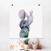 Bilderwelten Poster Blumen - Quadrat Kaktus in Lila I