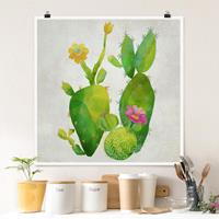 Bilderwelten Poster Blumen - Quadrat Kaktusfamilie rosa gelb