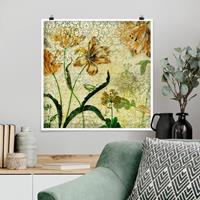 Bilderwelten Poster Blumen - Quadrat Vintage Grasses