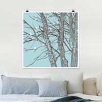 Bilderwelten Poster Tiere - Quadrat Winterbäume