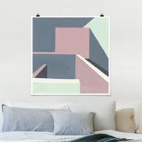 Bilderwelten Poster Abstrakt - Quadrat Schatten der Wände II