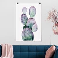 Bilderwelten Poster Blumen - Hochformat Kaktus in Lila II