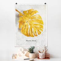 Bilderwelten Poster Blumen - Hochformat Gold - Monstera Aurum