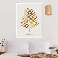 Bilderwelten Poster Blumen - Hochformat Gold - Palmenblatt II