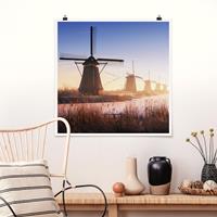 Bilderwelten Poster Architektur & Skyline - Quadrat Windmühlen von Kinderdijk