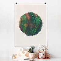 Bilderwelten Poster Blumen - Hochformat Wasserfarben - Grüne Palmenblätter