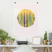 Bilderwelten Poster Blumen - Hochformat Wasserfarben - Kaktus Wand