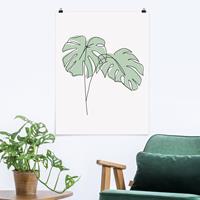 Bilderwelten Poster Blumen - Hochformat Monstera Blätter Line Art