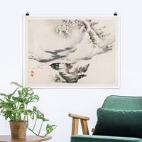 Bilderwelten Poster Asiatische Vintage Zeichnung Winterlandschaft