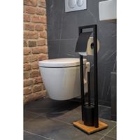 Wenko Stand WC Garnitur Klo Toiletten Bürsten Halter Toilette BAMBUSA Bad Gäste