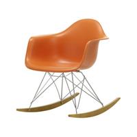 Vitra RAR - Eames Plastic Armchair Schaukelstuhl / (1950) - Verchromte Beine & helles Holz -  - Orange