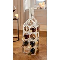 FRANK FLECHTWAREN Weinregal 'Bottles', großer Flaschenständer aus Aluminium in silber, mit Antik-Finish