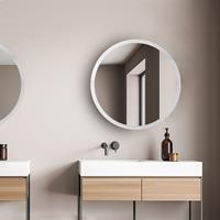 PACO HOME Beleuchteter Spiegel LED Backlight Rund 50cm Touch-Schalter Wandspiegel Modern Weiß, Spiegelleuchte (Ø50cm)