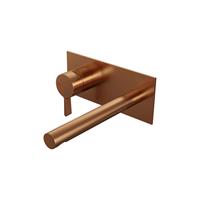 Brauer Copper Edition inbouw wastafelmengkraan met rechte uitloop en afdekplaat model E2 koper geborsteld PVD