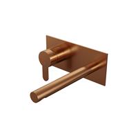 Brauer Copper Edition inbouw wastafelmengkraan met rechte uitloop en afdekplaat model D2 koper geborsteld PVD