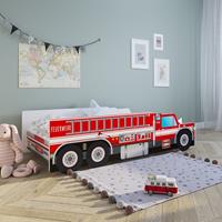 Kids Collective Autobett »Kinderbett Feuerwehr in 70x140 und 80x160 cm«, mit Lattenrost und Rausfallschutz, mit Matratze, 160x80