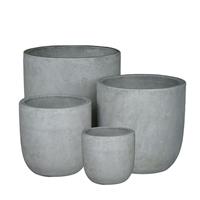 Gartentraum.de Outdoor Pflanztopf 4er Set - Glasfaser-Beton - Zement grau - Nalani